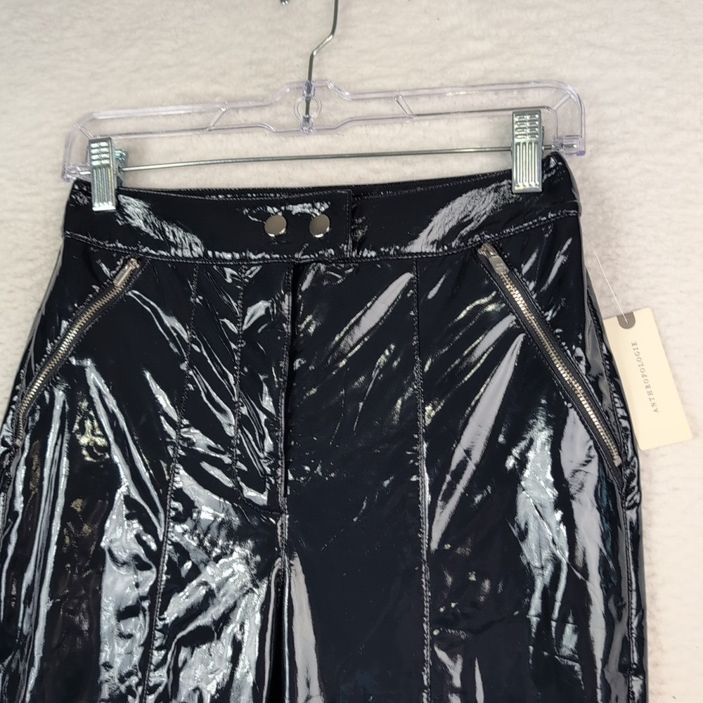 NWT women's Sz 4 Maeve x Anthropologie faux navy leather skinny Pants